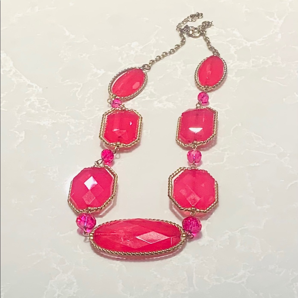 Pink Jeweled Statement Necklace!